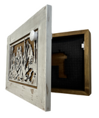 Decorative White Wolf Gun Cabinet Wall-Mounted & Lockable – Weapon Safe for Protective Gun Keeping & Household Defense Equipment