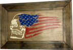 Decorative and Secure Gun Cabinet with Skull & American Flag Design